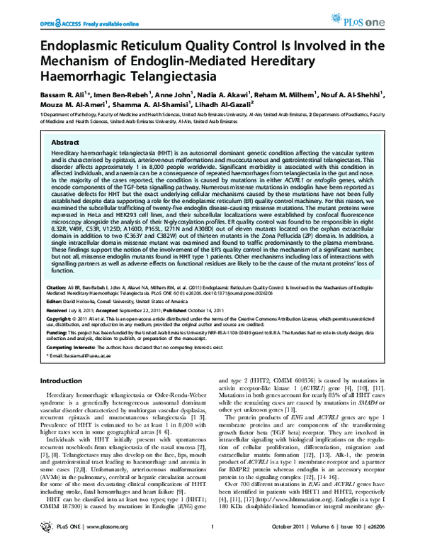 (PDF) Endoplasmic Reticulum Quality Control Is Involved in the ...