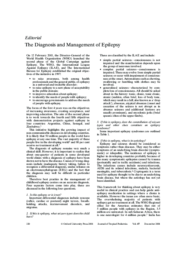 (PDF) The Diagnosis and Management of Epilepsy