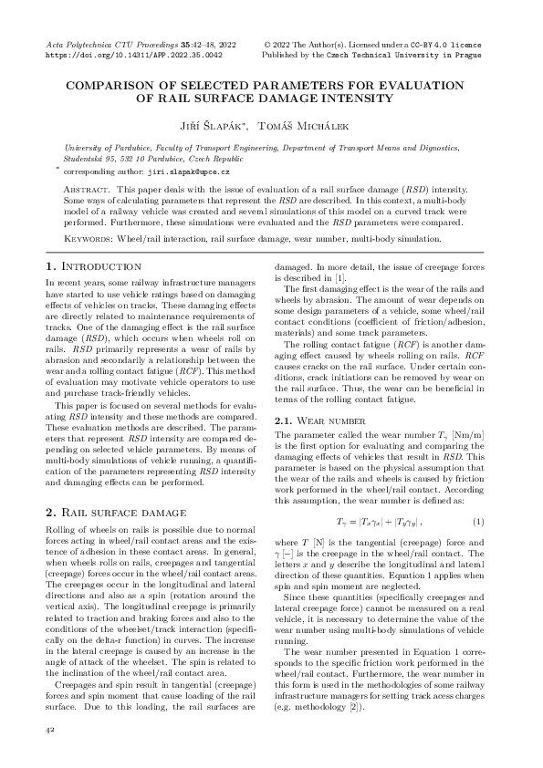 (PDF) Comparison of selected parameters for evaluation of rail surface ...