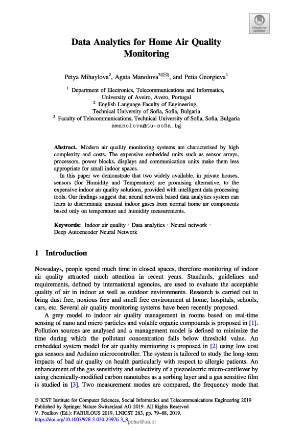 (PDF) Data Analytics for Home Air Quality Monitoring