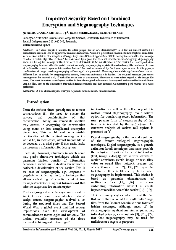 (PDF) Improved Security Based on Combined Encryption and Steganography ...