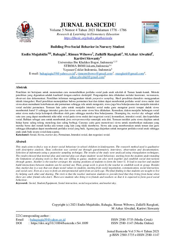 (PDF) Building Pro-Social Behavior in Nursery Student