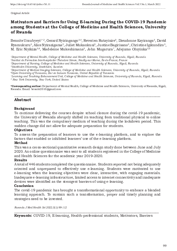 (PDF) Motivators and Barriers for Using E-learning During the COVID-19 ...