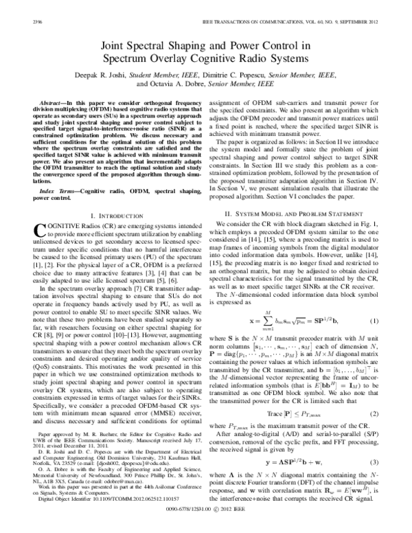 (PDF) Joint Spectral Shaping and Power Control in Spectrum Overlay ...