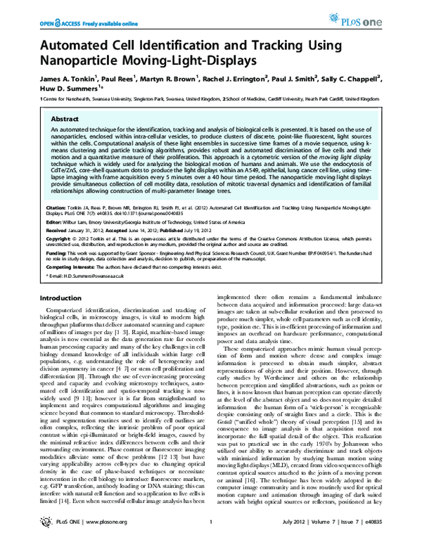(PDF) Automated cell identification and tracking using nanoparticle ...