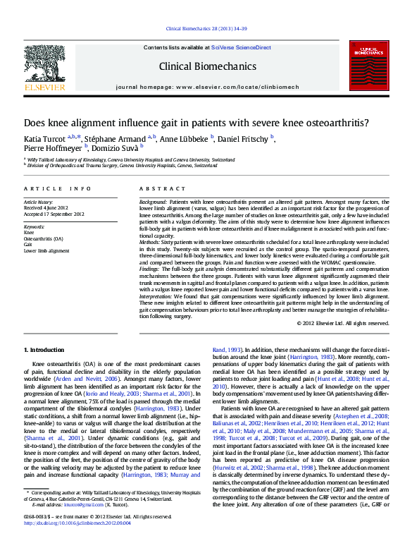 (PDF) Does knee alignment influence gait in patients with severe knee ...