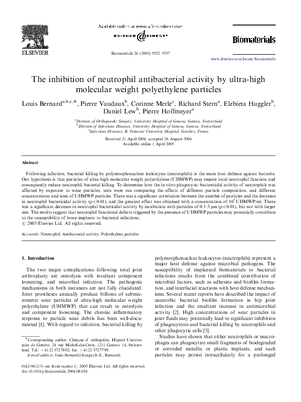 (PDF) The inhibition of neutrophil antibacterial activity by ultra-high ...