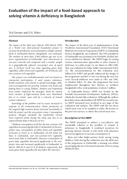 (PDF) Evaluation of the Impact of a Food-Based Approach to Solving ...