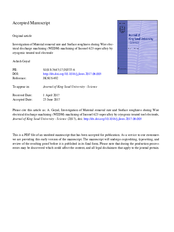 (PDF) Investigation of material removal rate and surface roughness in ...