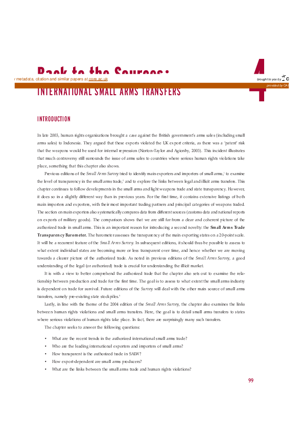 (PDF) Back to the sources : international small arms transfers