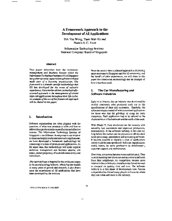 (PDF) A framework approach to the development of AI applications