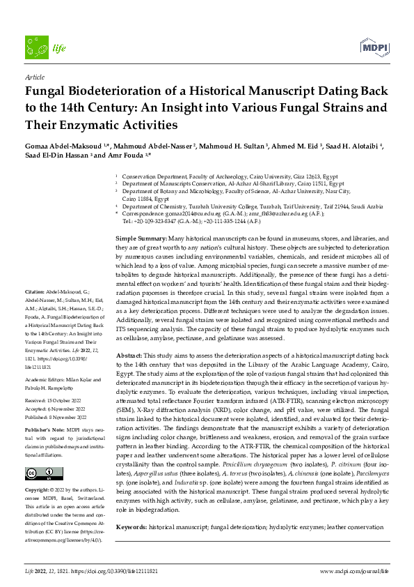 (PDF) Fungal Biodeterioration of a Historical Manuscript Dating Back to ...