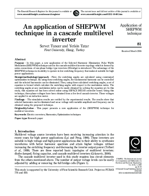(PDF) An application of SHEPWM technique in a cascade multilevel inverter