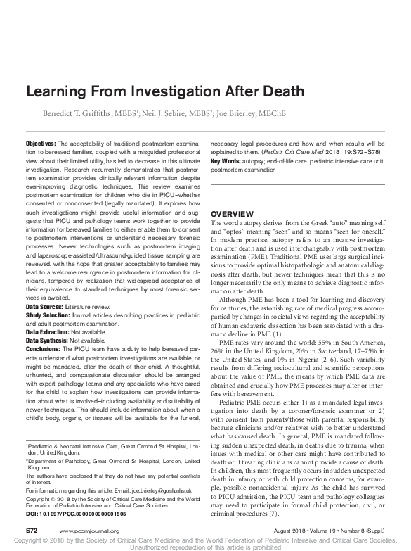 (PDF) Learning From Investigation After Death