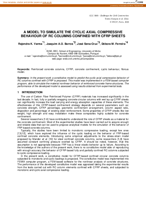 (PDF) A model to simulate the cyclic axial compressive behavior of RC ...