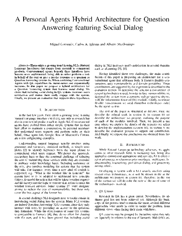 (PDF) A personal agents hybrid architecture for question answering ...