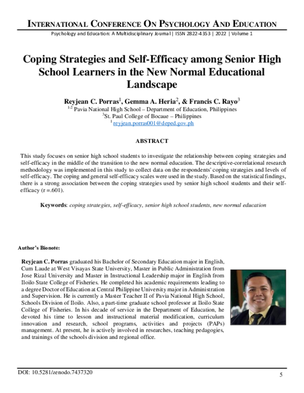 (PDF) Coping Strategies and Self-Efficacy among Senior High School ...