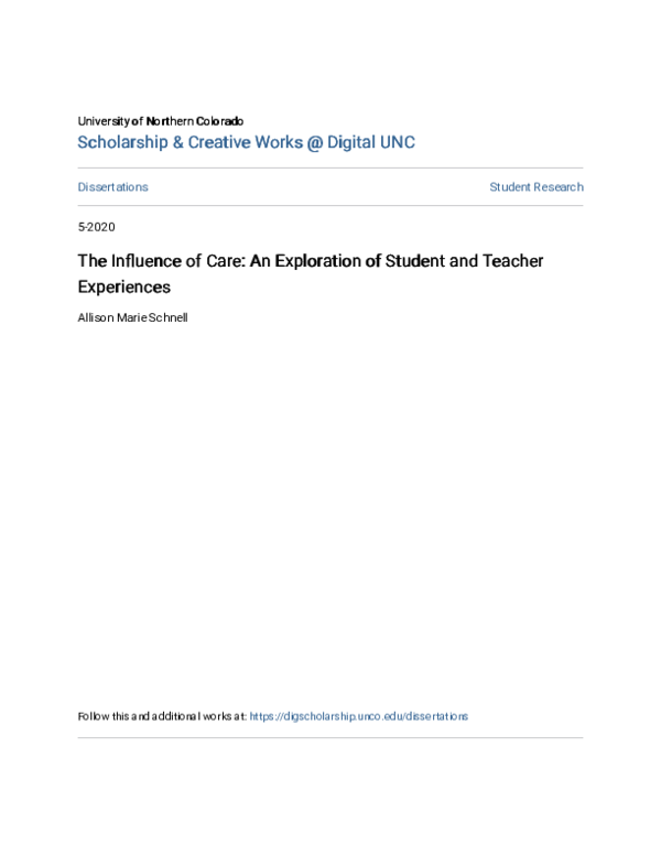 (PDF) The Influence of Care: An Exploration of Student and Teacher ...