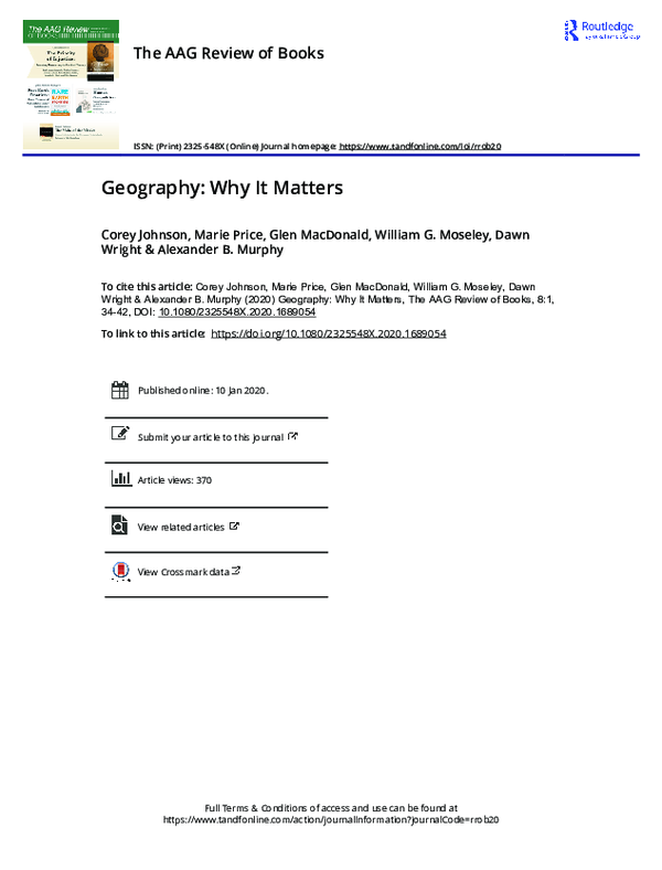 (PDF) Geography: Why It Matters