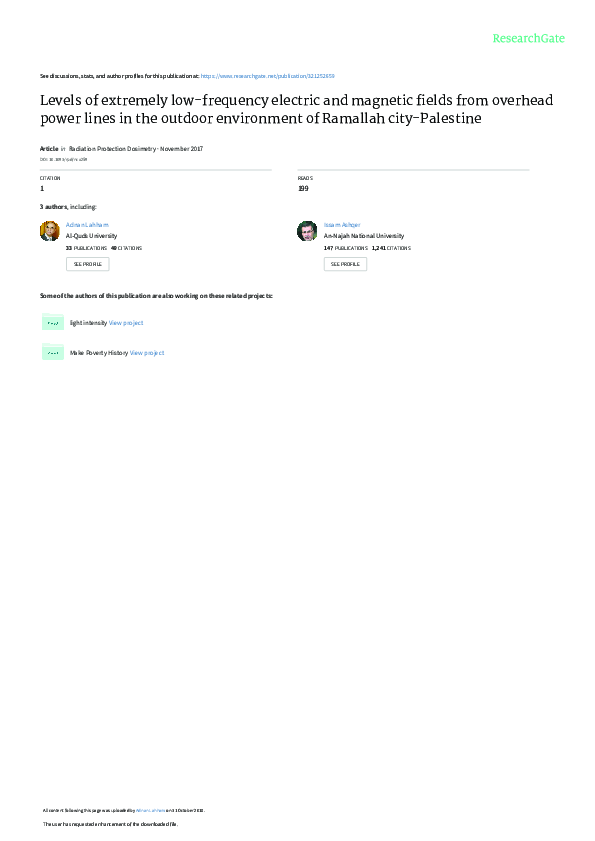 (PDF) Levels of Extremely Low-Frequency Electric and Magnetic Fields ...