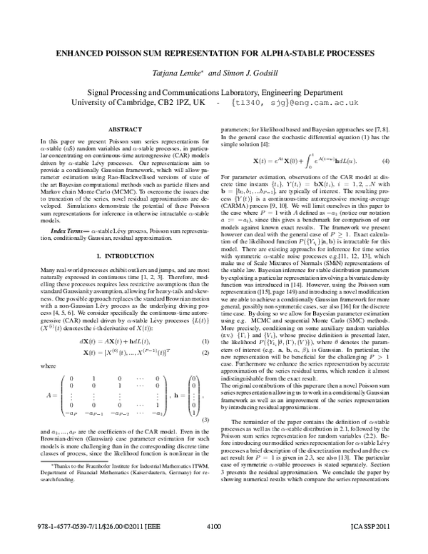 (PDF) Enhanced Poisson sum representation for alpha-stable processes