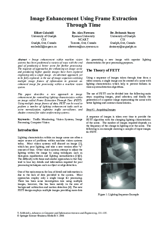 (PDF) Image Enhancement Using Frame Extraction Through Time
