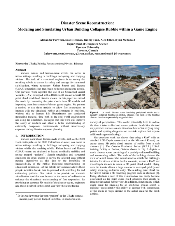 (PDF) Disaster scene reconstruction: modeling and simulating urban ...