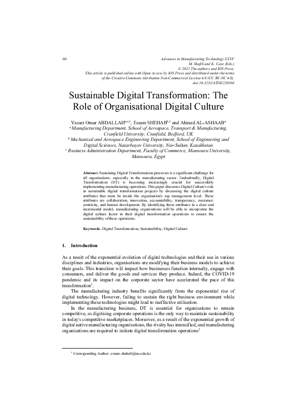 (PDF) Sustainable Digital Transformation: The Role of Organisational ...