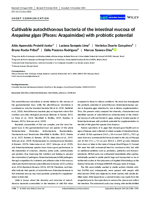 (PDF) Cultivable autochthonous bacteria of the intestinal mucosa of ...