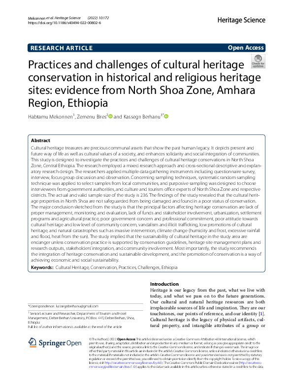 (PDF) Practices and challenges of cultural heritage conservation in ...