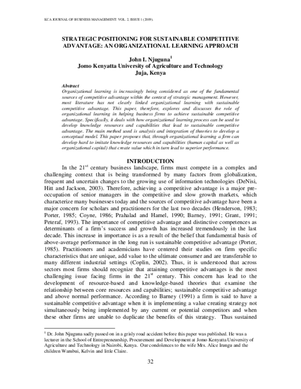 Strategic Positioning Attempts To Achieve Sustainable Competitive Advantage By