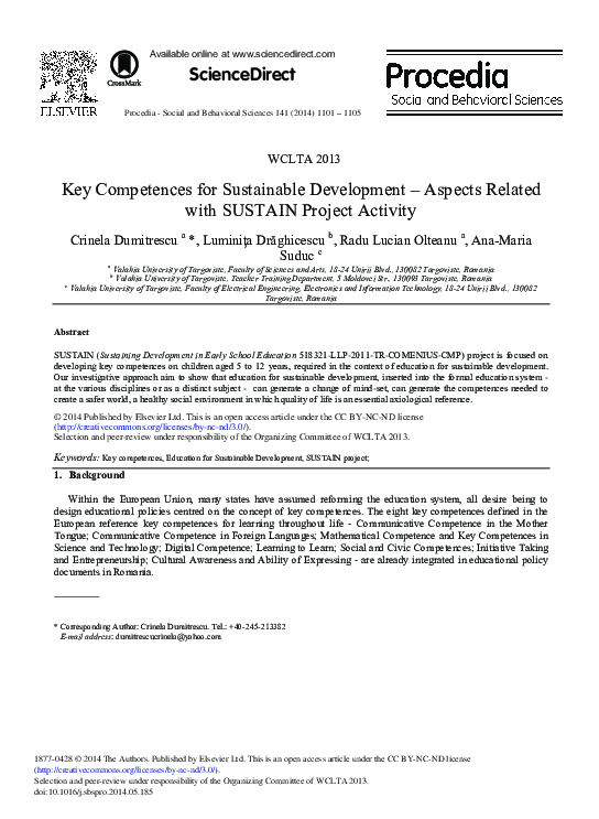 (PDF) Key Competences for Sustainable Development – Aspects Related ...