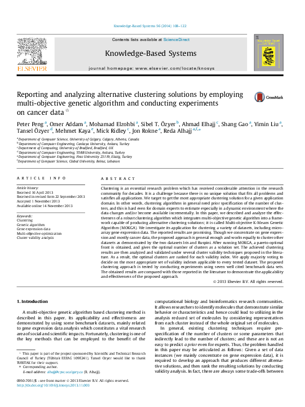 (PDF) Reporting and analyzing alternative clustering solutions by ...