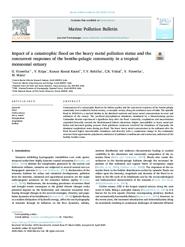 (PDF) Impact of a catastrophic flood on the heavy metal pollution ...