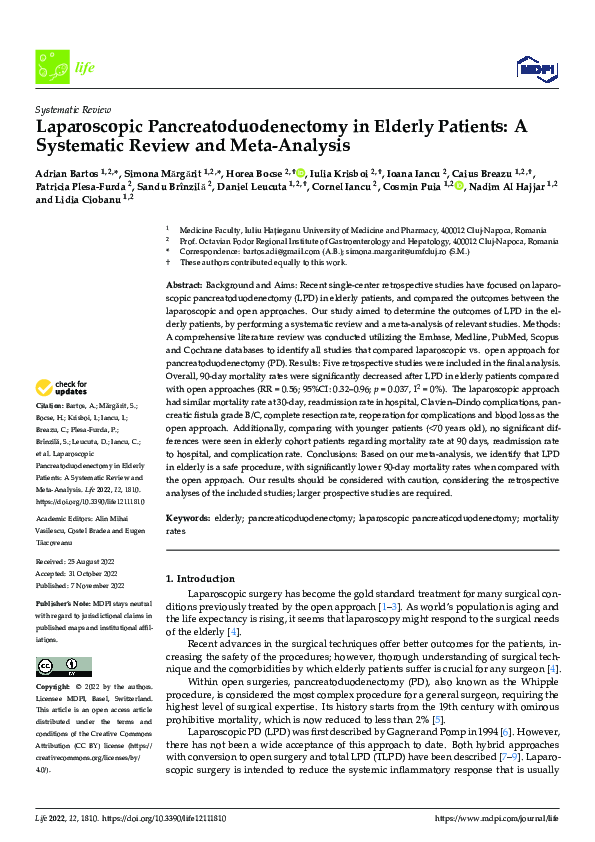 (PDF) Laparoscopic Pancreatoduodenectomy in Elderly Patients: A ...