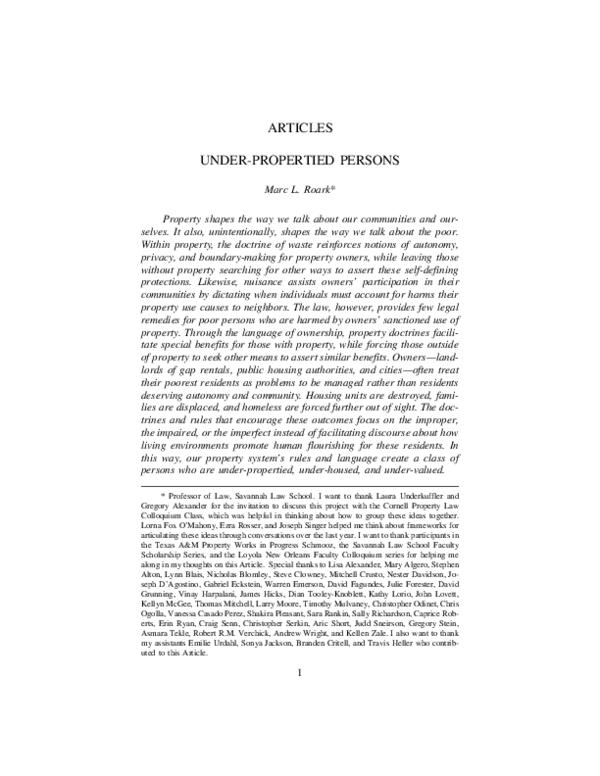 (PDF) Under-Propertied Persons
