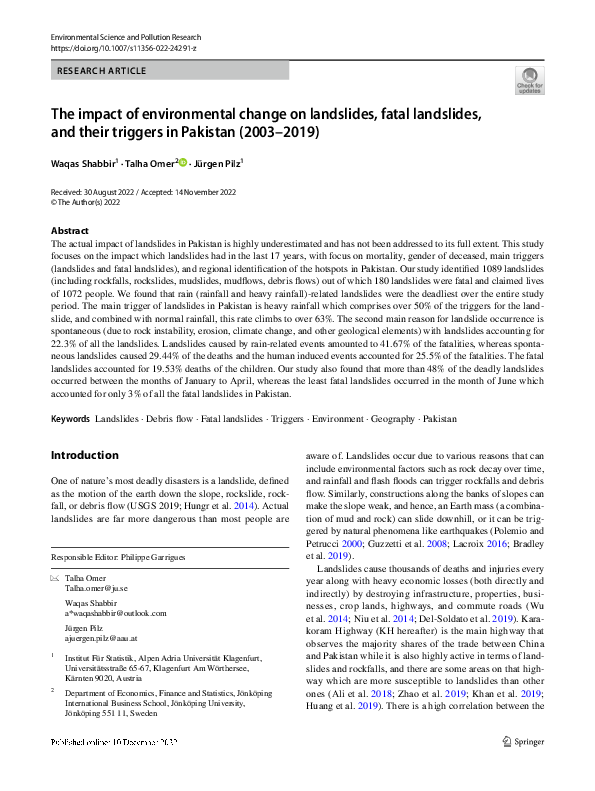 (PDF) The impact of environmental change on landslides, fatal ...