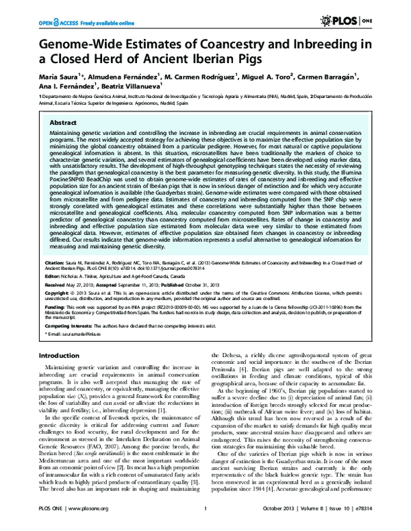 Genome-Wide Estimates of Coancestry and Inbreeding in a Closed Herd of ...