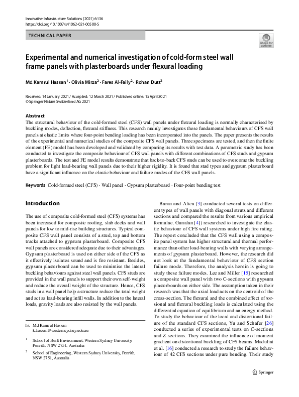 (PDF) Experimental and numerical investigation of cold-form steel wall ...