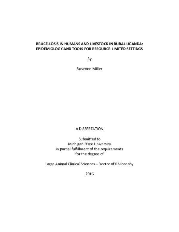 (PDF) Brucellosis In Humans And Livestock In Rural Uganda