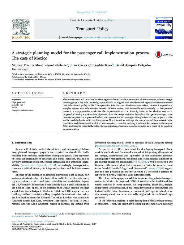 (PDF) A strategic planning model for the passenger rail implementation ...