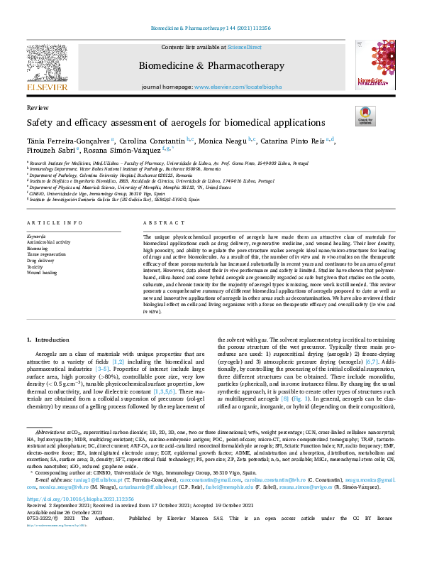 (PDF) Safety and efficacy assessment of aerogels for biomedical ...