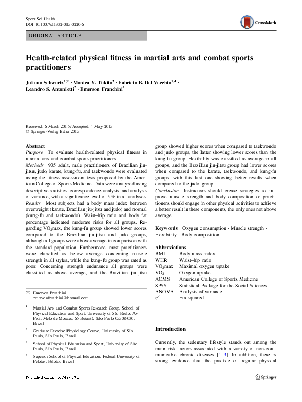 (PDF) Health-related physical fitness in martial arts and combat sports ...