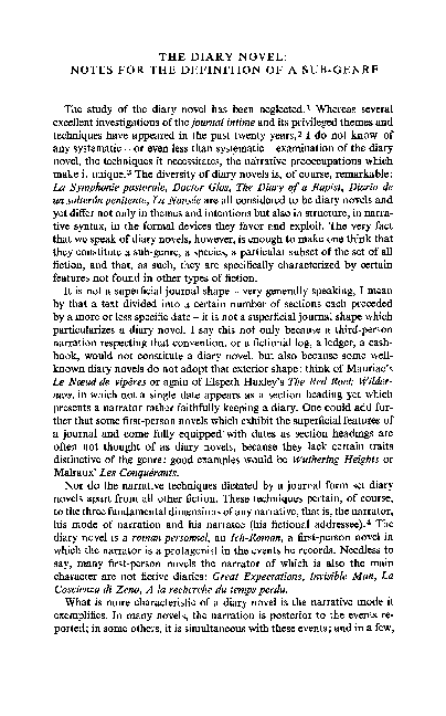 (PDF) The diary novel: Notes for the definition of a sub-genre
