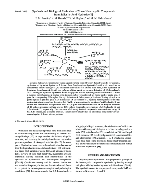 (PDF) Synthesis and Biological Evaluation of Some Heterocyclic ...