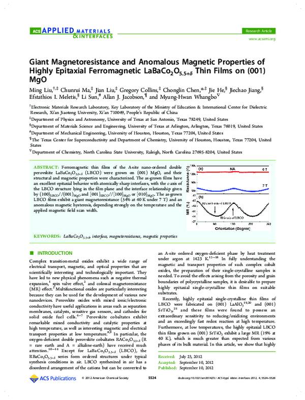 (PDF) Giant Magnetoresistance and Anomalous Magnetic Properties of ...