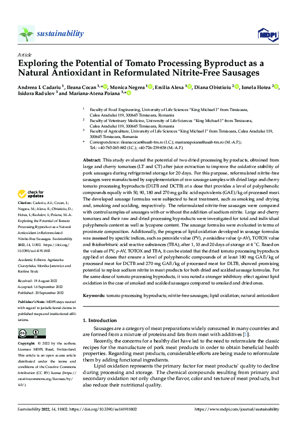 (PDF) Exploring the Potential of Tomato Processing Byproduct as a ...