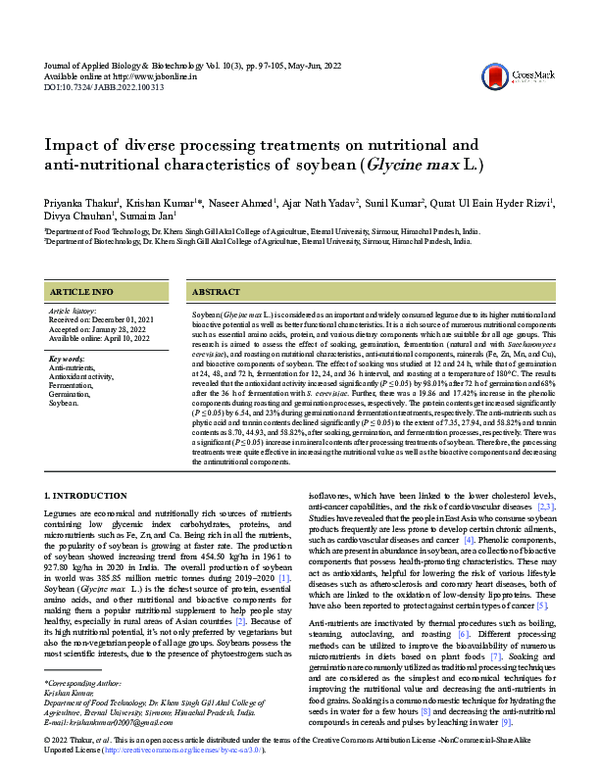 (PDF) Impact of diverse processing treatments on nutritional and anti ...