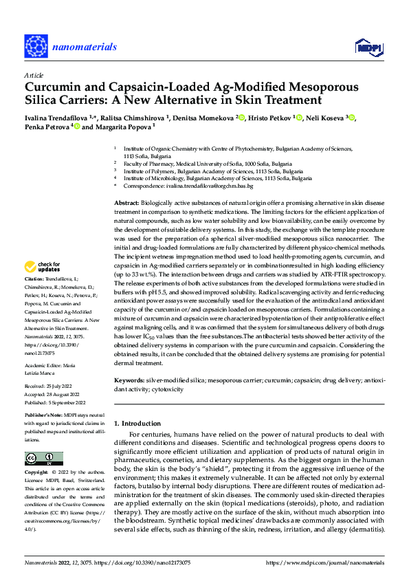 (PDF) Curcumin and CapsaicinLoaded AgModified Mesoporous Silica