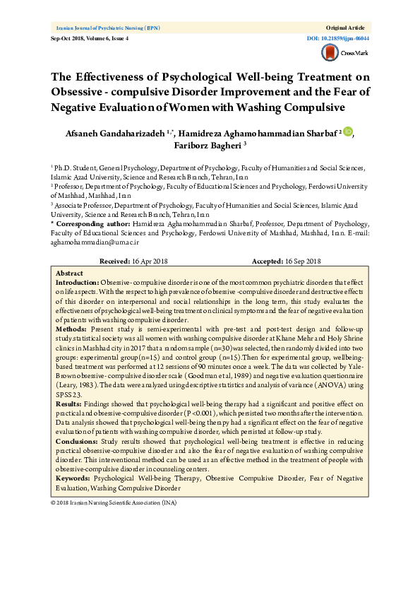 (PDF) The effectiveness of psychological well-being treatment on ...